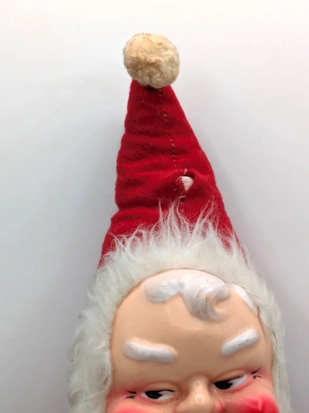 Vintage Plush Santa Rubber Mask Face Rushton Type Christmas Red White Black 17
